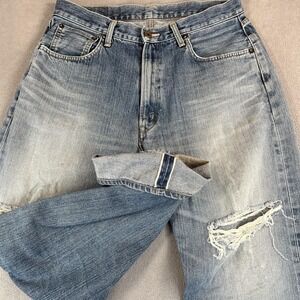 Edwin 505 Jeans Mens 32x30 Selvedge Distressed Ripped Denim Japan Vintage